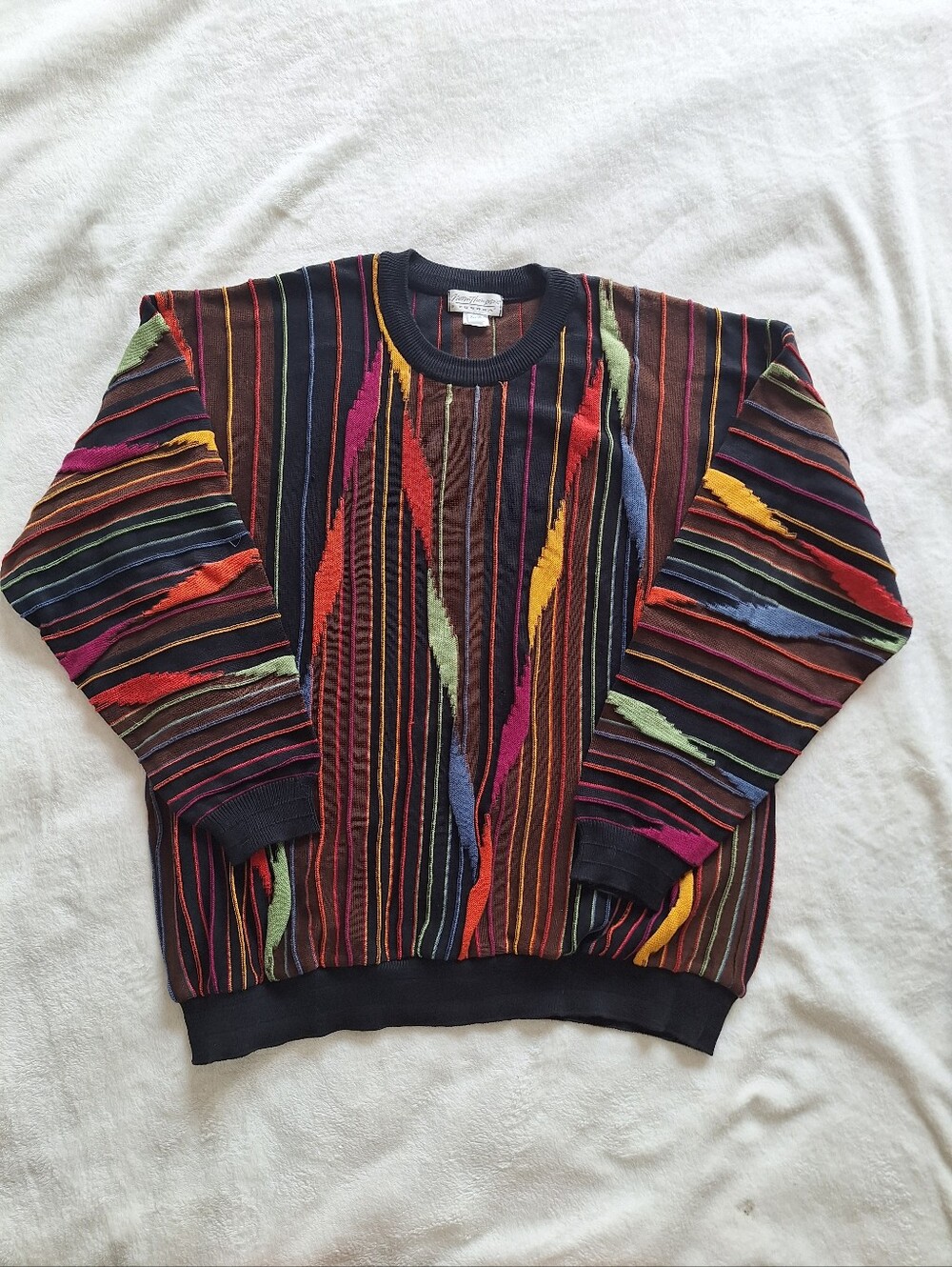 Vintage 90s Tundra Norm Thompson 3D Knit Sweater XL Multicolor Cotton Canada